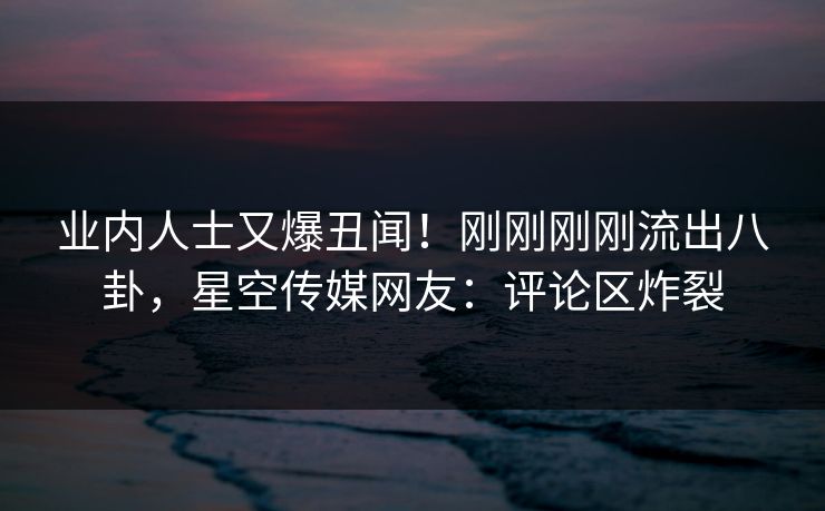 业内人士又爆丑闻！刚刚刚刚流出八卦，星空传媒网友：评论区炸裂