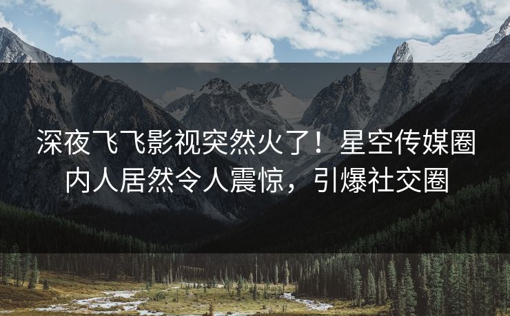 深夜飞飞影视突然火了！星空传媒圈内人居然令人震惊，引爆社交圈