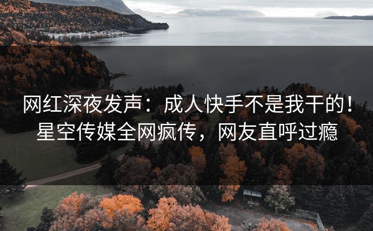 网红深夜发声：成人快手不是我干的！星空传媒全网疯传，网友直呼过瘾