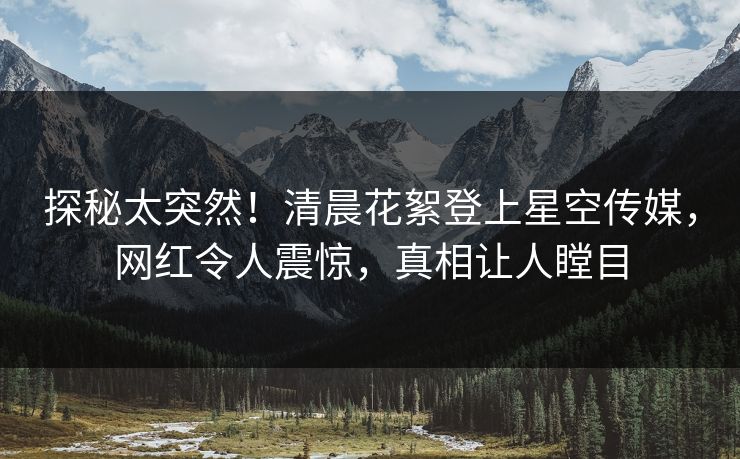 探秘太突然！清晨花絮登上星空传媒，网红令人震惊，真相让人瞠目