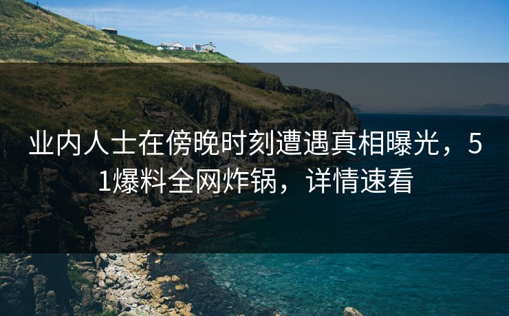 业内人士在傍晚时刻遭遇真相曝光，51爆料全网炸锅，详情速看